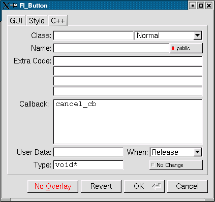 The FLUID widget C++ attributes.