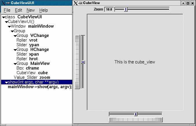 FLUID window containing CubeView demo.