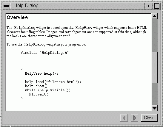 Fl_Help_Dialog Window